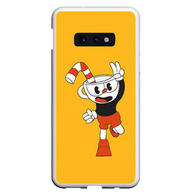 Чехол для Samsung S10E с принтом CUPHEAD в Кировске, Силикон | Область печати: задняя сторона чехла, без боковых панелей | art | cartoon | cup | cuphead | devil | dice | game | king | mugman | the | арт | бос | босс | голова | демон | дьявол | игра | капхед | магмен | мультик | мультфильм | платформер | чаша | чашка | человек | черт