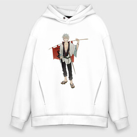 Мужское худи Oversize хлопок с принтом Gintama Gintoki   в Кировске, френч-терри — 70% хлопок, 30% полиэстер. Мягкий теплый начес внутри —100% хлопок | боковые карманы, эластичные манжеты и нижняя кромка, капюшон на магнитной кнопке | Тематика изображения на принте: anime | ginatama | gintoki | manga | аниме | гинтама | гинтоки | друзья | манга