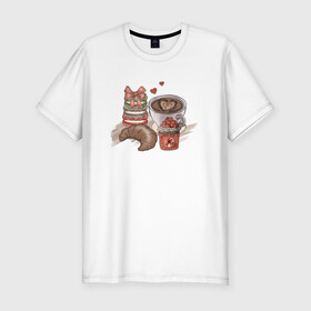 Мужская футболка хлопок Slim с принтом Завтрак мечты в Кировске, 92% хлопок, 8% лайкра | приталенный силуэт, круглый вырез ворота, длина до линии бедра, короткий рукав | варенье | кофе | круассан | макарон | макарун