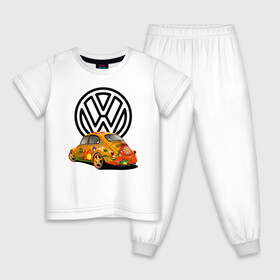 Детская пижама хлопок с принтом Volkswagen  в Кировске, 100% хлопок |  брюки и футболка прямого кроя, без карманов, на брюках мягкая резинка на поясе и по низу штанин
 | car | volkswagen | жук | классика | машина | скорость