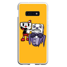 Чехол для Samsung S10E с принтом CUPHEAD в Кировске, Силикон | Область печати: задняя сторона чехла, без боковых панелей | art | cartoon | cup | cuphead | devil | dice | game | king | mugman | the | арт | бос | босс | голова | демон | дьявол | игра | капхед | магмен | мультик | мультфильм | платформер | чаша | чашка | человек | черт