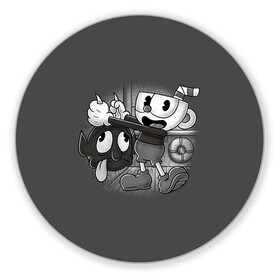 Коврик для мышки круглый с принтом CUPHEAD в Кировске, резина и полиэстер | круглая форма, изображение наносится на всю лицевую часть | art | cartoon | cup | cuphead | devil | dice | game | king | mugman | the | арт | бос | босс | голова | демон | дьявол | игра | капхед | магмен | мультик | мультфильм | платформер | чаша | чашка | человек | черт