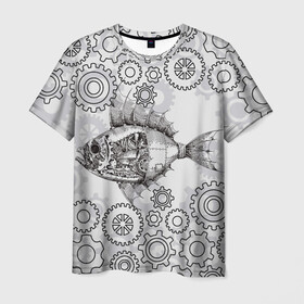 Мужская футболка 3D с принтом Рыбка в Кировске, 100% полиэфир | прямой крой, круглый вырез горловины, длина до линии бедер | steampunk | арт | графика | обои | плакат | постер | стимпанк