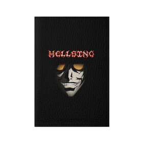 Обложка для паспорта матовая кожа с принтом Алукард (Hellsing) в Кировске, натуральная матовая кожа | размер 19,3 х 13,7 см; прозрачные пластиковые крепления | алукард | вампир | клыки | надпись | очки | хеллсинг