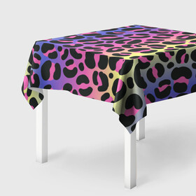 Скатерть 3D с принтом Neon Leopard Pattern в Кировске, 100% полиэстер (ткань не мнется и не растягивается) | Размер: 150*150 см | Тематика изображения на принте: africa | afrika | gradient | summer | tropical | африка | африканский узор | градиент | леопард | леопардовый узор | лето | неон | неоновое свечение | паттерт | пятна | разные цвета | саванна | тропики | тропический узор