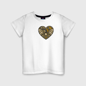 Детская футболка хлопок с принтом Steampunk Сердце в Кировске, 100% хлопок | круглый вырез горловины, полуприлегающий силуэт, длина до линии бедер | game | heart | steampunk | игры | механический | сердце | стимпанк | часы | шестеренки