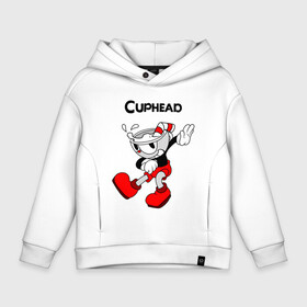 Детское худи Oversize хлопок с принтом Cuphead/Капхед в Кировске, френч-терри — 70% хлопок, 30% полиэстер. Мягкий теплый начес внутри —100% хлопок | боковые карманы, эластичные манжеты и нижняя кромка, капюшон на магнитной кнопке | Тематика изображения на принте: cup head | cuphead | run and gun | детям | капхед | капхэд | логотипы игр | персонажи игр | чашка