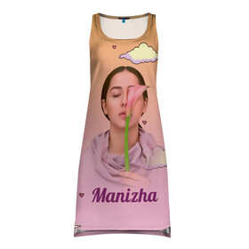 Платье-майка 3D с принтом Манижа  Manizha в Кировске, 100% полиэстер | полуприлегающий силуэт, широкие бретели, круглый вырез горловины, удлиненный подол сзади. | manizha | далеровна | душанбе | евровидение | евровидение 2021 | манижа | певица | таджикистан | хамраева