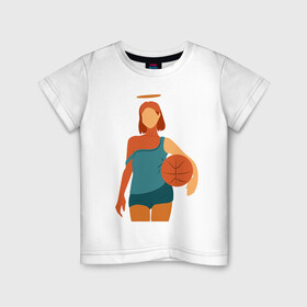 Детская футболка хлопок с принтом Красивая девушка с мячом. в Кировске, 100% хлопок | круглый вырез горловины, полуприлегающий силуэт, длина до линии бедер | баскетбол | векторная графика | девушка | день рождения | подарок | подарок парню