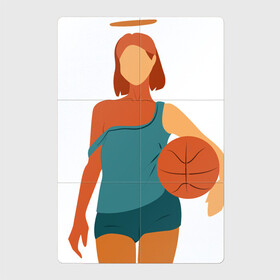 Магнитный плакат 2Х3 с принтом Красивая девушка с мячом. в Кировске, Полимерный материал с магнитным слоем | 6 деталей размером 9*9 см | баскетбол | векторная графика | девушка | день рождения | подарок | подарок парню