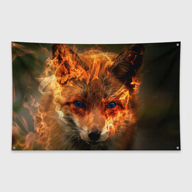 Флаг-баннер с принтом Огненная лиса в Кировске, 100% полиэстер | размер 67 х 109 см, плотность ткани — 95 г/м2; по краям флага есть четыре люверса для крепления | fox | foxy | животное | звери | лиса | лисенок | лисичка | милая | рыжая | фокс