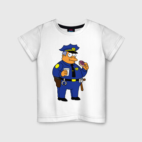 Детская футболка хлопок с принтом Шеф Виггам (Симпсоны) в Кировске, 100% хлопок | круглый вырез горловины, полуприлегающий силуэт, длина до линии бедер | simpsons | клэнси виггам | симпсоны | шеф виггам