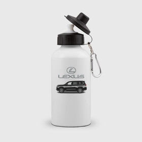 Бутылка спортивная с принтом LEXUS в Кировске, металл | емкость — 500 мл, в комплекте две пластиковые крышки и карабин для крепления | Тематика изображения на принте: car | jeep | lexus | машина | скорость