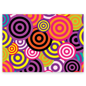 Поздравительная открытка с принтом Аннотация разноцветных кругов в Кировске, 100% бумага | плотность бумаги 280 г/м2, матовая, на обратной стороне линовка и место для марки
 | абстрация | аннотация | иллюзии | круги | мишени | мишень | разноцветный