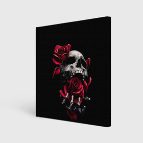 Холст квадратный с принтом ЧЕРЕП И РОЗЫ в Кировске, 100% ПВХ |  | death | flowers | horror | metal | rose | roses | skull | арт | зомби | кости | розы | скелет | цветы | череп | черный