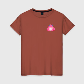 Женская футболка хлопок с принтом Маленькая Розовая лягушка в Кировске, 100% хлопок | прямой крой, круглый вырез горловины, длина до линии бедер, слегка спущенное плечо | единорог | животное | лягушка | персонаж | розовая лягушка