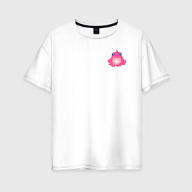 Женская футболка хлопок Oversize с принтом Маленькая Розовая лягушка в Кировске, 100% хлопок | свободный крой, круглый ворот, спущенный рукав, длина до линии бедер
 | Тематика изображения на принте: единорог | животное | лягушка | персонаж | розовая лягушка