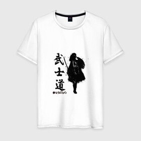 Мужская футболка хлопок с принтом Busido - путь воина. в Кировске, 100% хлопок | прямой крой, круглый вырез горловины, длина до линии бедер, слегка спущенное плечо. | аниме | воин | воитель | девушка | демон | самурай