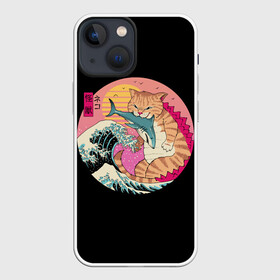 Чехол для iPhone 13 mini с принтом CATZILLA в Кировске,  |  | cat | cats | catzilla | godzilla | japan | kaiju | neko | ninja | retro | samurai | shark | wave | yakuza | акула | волна | годзилла | кайдзю | катана | кот | котенок | котзилла | коты | котэ | котята | кошка | неко | ниндзя | ретро | самурай | якудза