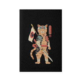 Обложка для паспорта матовая кожа с принтом Shogun Cat в Кировске, натуральная матовая кожа | размер 19,3 х 13,7 см; прозрачные пластиковые крепления | cat | cats | japan | ninja | samurai | shogun | yakuza | катана | кот | котенок | коты | котэ | котята | кошка | ниндзя | самурай | сёгун | якудза | япония