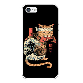 Чехол для iPhone 5/5S матовый с принтом Cat Wave в Кировске, Силикон | Область печати: задняя сторона чехла, без боковых панелей | cat | cats | japan | ninja | samurai | shogun | wave | yakuza | волна | катана | кот | котенок | коты | котэ | котята | кошка | ниндзя | самурай | сёгун | якудза | япония