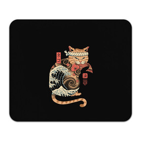 Коврик для мышки прямоугольный с принтом Cat Wave в Кировске, натуральный каучук | размер 230 х 185 мм; запечатка лицевой стороны | cat | cats | japan | ninja | samurai | shogun | wave | yakuza | волна | катана | кот | котенок | коты | котэ | котята | кошка | ниндзя | самурай | сёгун | якудза | япония