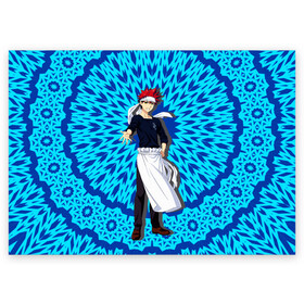 Поздравительная открытка с принтом В поисках божественного рецепт в Кировске, 100% бумага | плотность бумаги 280 г/м2, матовая, на обратной стороне линовка и место для марки
 | anime | cook | food | food wars | manga | shokugeki no soma | аниме | еда | кулинарные поединки сомы | кухня | манга | повар | повар боец сома
