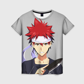 Женская футболка 3D с принтом Food wars Shokugeki no Soma в Кировске, 100% полиэфир ( синтетическое хлопкоподобное полотно) | прямой крой, круглый вырез горловины, длина до линии бедер | anime | cook | food | food wars | manga | shokugeki no soma | аниме | еда | кулинарные поединки сомы | кухня | манга | повар | повар боец сома