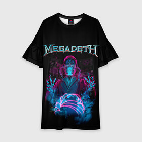 Детское платье 3D с принтом MEGADETH в Кировске, 100% полиэстер | прямой силуэт, чуть расширенный к низу. Круглая горловина, на рукавах — воланы | Тематика изображения на принте: grange | hardcore | megadeth | metal | music | punk | rock | trash | usa | мастейн | мегадес | метал | музыка | панк | рок | трэш