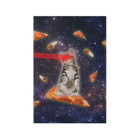 Обложка для паспорта матовая кожа с принтом Котик в космосе в Кировске, натуральная матовая кожа | размер 19,3 х 13,7 см; прозрачные пластиковые крепления | nyan cat | youtube | еда | космос | котик | мемы | пицца | психоделика | ютуб