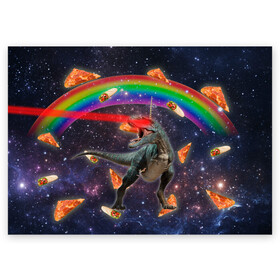 Поздравительная открытка с принтом Динозавр в космосе в Кировске, 100% бумага | плотность бумаги 280 г/м2, матовая, на обратной стороне линовка и место для марки
 | dinosaur | meme | youtube | динозавр | космос | мемы | психоделика | ютуб