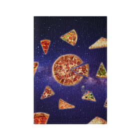 Обложка для паспорта матовая кожа с принтом Пицца в космосе в Кировске, натуральная матовая кожа | размер 19,3 х 13,7 см; прозрачные пластиковые крепления | meat | pizza | space | youtube | еда | космос | мемы | пицца | психоделика | ютуб