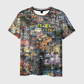 Мужская футболка 3D с принтом ГОРОДОК в Кировске, 100% полиэфир | прямой крой, круглый вырез горловины, длина до линии бедер | абстракция | город | молодежное | пестрое | провинция | хайп