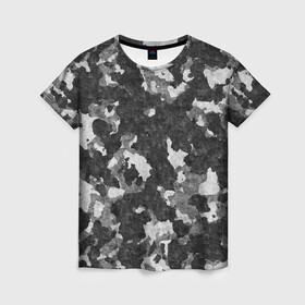 Женская футболка 3D с принтом Gray Camouflage в Кировске, 100% полиэфир ( синтетическое хлопкоподобное полотно) | прямой крой, круглый вырез горловины, длина до линии бедер | army | camo | camouflage | military | камуфляж