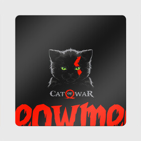 Магнит виниловый Квадрат с принтом Cat of war в Кировске, полимерный материал с магнитным слоем | размер 9*9 см, закругленные углы | Тематика изображения на принте: cat | gad of war | game | games | god of war | god of wor | атрей | атрэй | бог войны | игра | игры | кот | котёнок | кошки | кратос