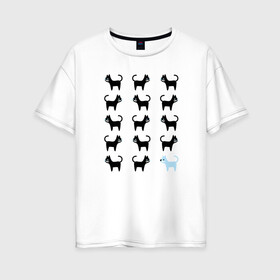 Женская футболка хлопок Oversize с принтом Он какой то не такой в Кировске, 100% хлопок | свободный крой, круглый ворот, спущенный рукав, длина до линии бедер
 | домашние | животные | звери | коты | кошки