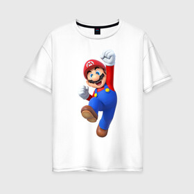 Женская футболка хлопок Oversize с принтом Марио в Кировске, 100% хлопок | свободный крой, круглый ворот, спущенный рукав, длина до линии бедер
 | mario | водопроводчик марио | марио | нинтендо | супер марио