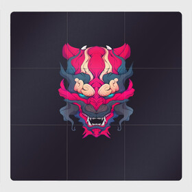 Магнитный плакат 3Х3 с принтом Японский дьявол в Кировске, Полимерный материал с магнитным слоем | 9 деталей размером 9*9 см | дьявол | закат | иньйань | иньянь | катана | катаны | самураи | самурай | япония | японское
