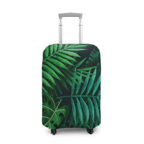 Чехол для чемодана 3D с принтом Сочные тропики в Кировске, 86% полиэфир, 14% спандекс | двустороннее нанесение принта, прорези для ручек и колес | заросли | кусты | лето | листья | пальма | тропики. зелень
