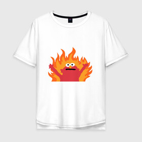 Мужская футболка хлопок Oversize с принтом маппет в Кировске, 100% хлопок | свободный крой, круглый ворот, “спинка” длиннее передней части | fire | muppet | маппет | огонь | улица сезам | элмо