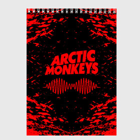 Скетчбук с принтом arctic monkeys в Кировске, 100% бумага
 | 48 листов, плотность листов — 100 г/м2, плотность картонной обложки — 250 г/м2. Листы скреплены сверху удобной пружинной спиралью | Тематика изображения на принте: arctic monkeys | arctic monkeys live | do i wanna know | domino | domino records | full album | lyrics | mardy bum | whyd you only call me when youre high | арктические обезьяны | домино пластинки | полный альбом | тексты песен