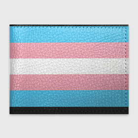 Обложка для студенческого билета с принтом Транс флаг в Кировске, натуральная кожа | Размер: 11*8 см; Печать на всей внешней стороне | Тематика изображения на принте: розовый | транс | трансгендер | флаг