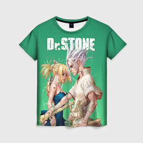 Женская футболка 3D с принтом Dr Stone в Кировске, 100% полиэфир ( синтетическое хлопкоподобное полотно) | прямой крой, круглый вырез горловины, длина до линии бедер | dr. stone | kohaku | senku | taiju | доктор стоун | исигами сэнку | кохаку | сэнку | тайдзю | цукаса