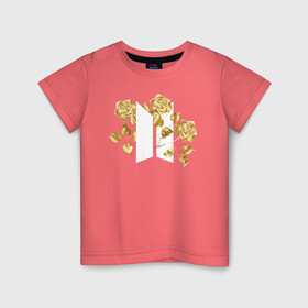 Детская футболка хлопок с принтом БТС BTS Stay Gold V2 Bangtan в Кировске, 100% хлопок | круглый вырез горловины, полуприлегающий силуэт, длина до линии бедер | Тематика изображения на принте: bangtan boys | bts | k pop | stay gold | бтс | версия 2