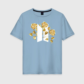 Женская футболка хлопок Oversize с принтом БТС BTS Stay Gold V2 Bangtan в Кировске, 100% хлопок | свободный крой, круглый ворот, спущенный рукав, длина до линии бедер
 | bangtan boys | bts | k pop | stay gold | бтс | версия 2