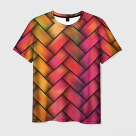 Мужская футболка 3D с принтом Сплетение в Кировске, 100% полиэфир | прямой крой, круглый вырез горловины, длина до линии бедер | молодежное | пестрое | плетенка | счастье | хайп | цветное