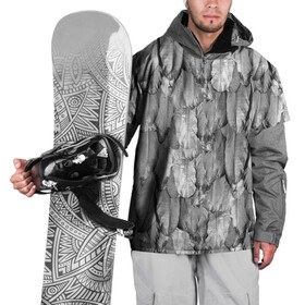 Накидка на куртку 3D с принтом White Raven в Кировске, 100% полиэстер |  | plumage | raven | ворон | оперение | перья