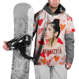 Накидка на куртку 3D с принтом Manizha на фоне сердечек в Кировске, 100% полиэстер |  | manizha | далеровна | душанбе | евровидение | евровидение 2021 | манижа | певица | таджикистан | хамраева