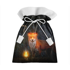 Подарочный 3D мешок с принтом Лиса с огненной короной в Кировске, 100% полиэстер | Размер: 29*39 см | fox | foxy | животное | звери | лиса | лисенок | лисичка | милая | рыжая | фокс