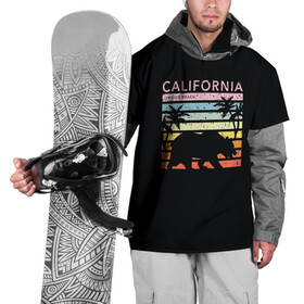 Накидка на куртку 3D с принтом California гризли на закате в Кировске, 100% полиэстер |  | Тематика изображения на принте: california | гризли | закат | лето | медведь | пальмы | солнце